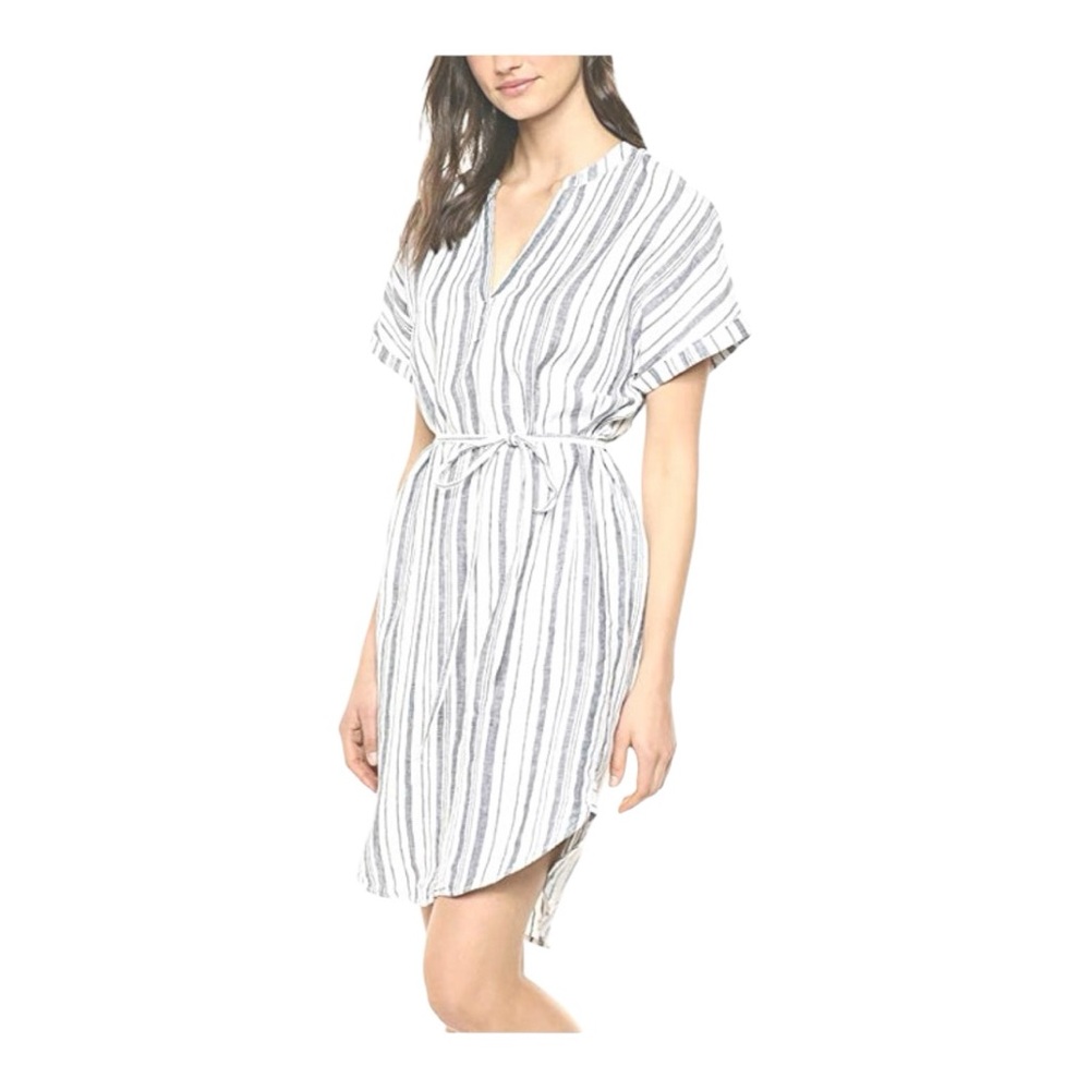 Michael Stars Amelee Beach Stripe Linen Tunic Short Sleeve Dress Womens XS